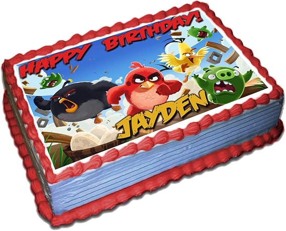 Angried Birds Personalized Cake Topper 1/4 8.5 x 11.5 Inches Birthday Cake Topper