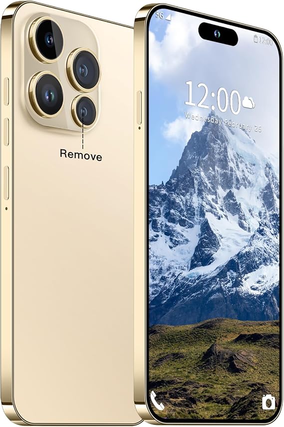 15 PMAX Unlocked Phone,Smartphone Battery 6800mAh 6.8" HD Screen The Phone,Android 14.0 16+512GB Cell Phone, 5G/Face ID/Fingerprint Lock/GPS,Black
