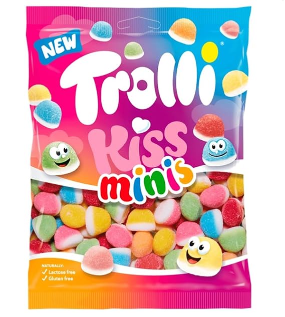 Trolli Kiss Minis I Mixed Fruit flavored Gummy Candies I 175g 6.17 ounce