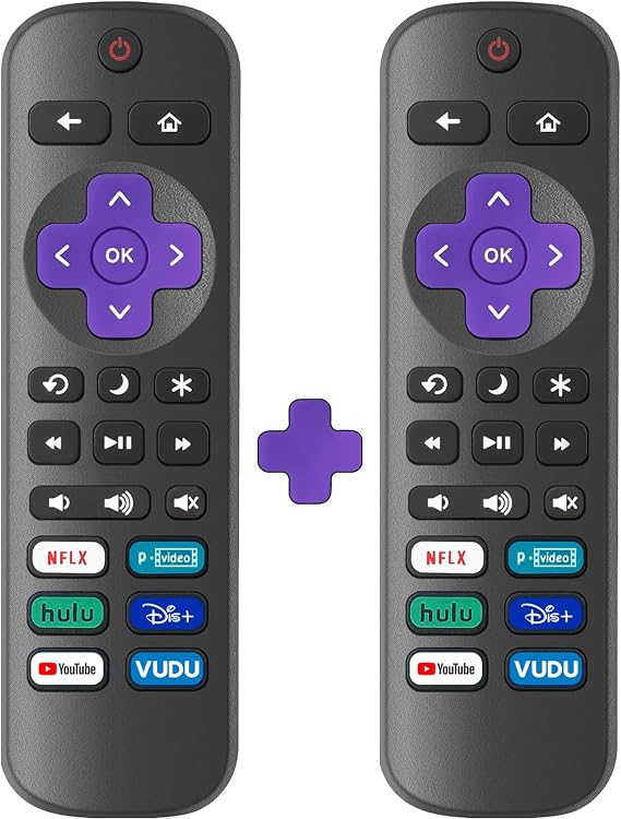 2 Pack Replacement Remote Control Only for Roku TV, Compatible with TCL Roku/Hisense Roku/Onn Roku Series Smart TVs (Not for Roku Stick, Box or Speaker)