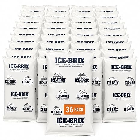 ICE-BRIX Reusable Gel Ice Packs for Shipping, 6 x 4 x 0.75 in, 8 oz White (36 Pack) - Slim Cold Packs for Medication Mailers, Lunch Boxes, Insulated Shipping & Coolers