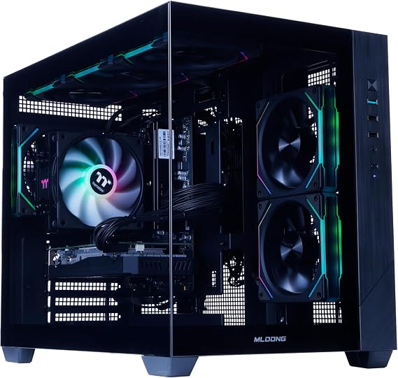 MLOONG Prebuilt Gaming PC,AMD Ryzen 5 5500 GeForce RTX 3050 Ti 6GB GDDR6 | 16GB RAM 1TB NVMe SSD, 650W 80+ PSU, WiFi &BT, Windows 11 Home 6 ARGB Fans Black