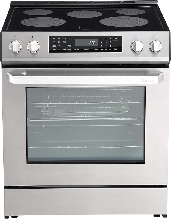 Rangaire RRE303GS 30" Glass Touch Electric Range Oven - Stainless Steel, Infrared Stove Burners, True Convection, Self Cleaning, Easy Reach Racks