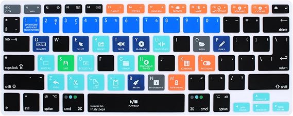 HRH FL Studio Fruity Loops Shortcuts Hotkey Silicone Keyboard Cover Skin for MacBook Air 13,for MacBook Pro13/15/17(with or w/Out Retina Display,2015 or Older Version),for iMac Older,USA and European