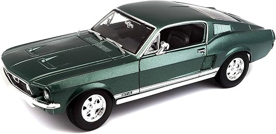 Maisto - 1/18 Scale Compatible with Ford Replica Miniature Model Mustang Replica GTA Fastback (1967) Green, metal