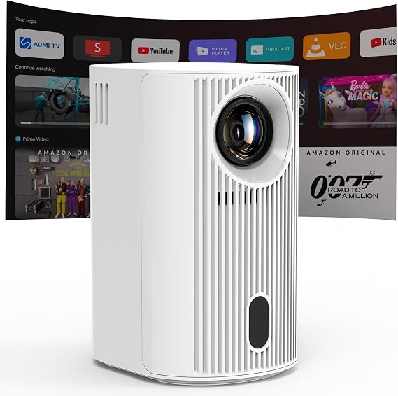 Projector Seamless Autofocus with WIFI 6 and Bluetooth 5.4, 4K 1080P Portable Projector 200'' Screen Smart Movie Auto Keystone Compatible for Laptop, PC, Smartphone