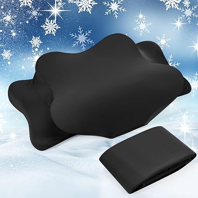Cooling Cervical Neck Pillowcase Cover Only Pillow Case Ergonomic Pillowcase with Zipper Breathable Pillow Cover Contour Cool Case for Side Back Stomach SleepersBlack,Standard Size