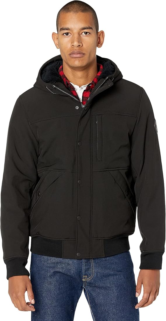 Levi's Men's Soft Shell Sherpa Lined Hooded Bomber Jacket