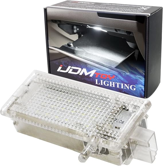 iJDMTOY Full LED Glove Box Light Compatible With BMW 1 3 X1 X3 X5 Series MINI Cooper, OEM Replacement, Powered by 18-SMD Xenon White LED Lights & CAN-bus Error Free