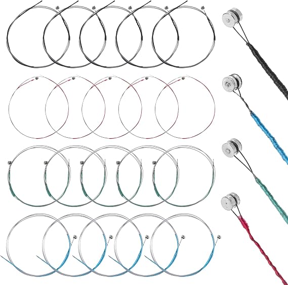 20 PCS Violin String, Universal Full Set Violin Accessories Universal Carbon Steel Copper Wound with Copper-Plated Ball End Classic Steel Strings for Instruments 4/4 3/4 1/2 1/4