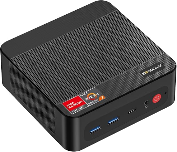 BOSGAME P4 Ulrta Mini PC Ryzen 7 7730U (Upgraded 5825U), 8C/16T, up to 4.5GHz, 16GB DDR4 512GB PCIe 4.0 SSD, Triple Display Desktop PC, WiFi 6E, BT5.2, Type-C