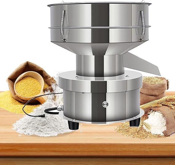 Electric Sieve Shaker Automatic Powder Sifter Vibrating Sieve Machine,Stainless Steel Commercial Flour Sifter with 60 Mesh Sieve Screen for Baking Flour Powders,10cm