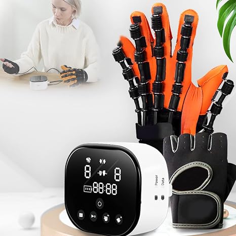 Household Hand Rehabilitation Robot Gloves,Physiotherapy Rehabilitation Robotics Rehab Device for Stroke People Finger Wrist Training with Mirror Mode and Single Finger Training,LeftHand-L