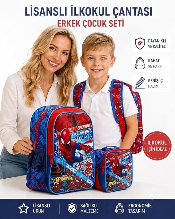 Lisanslı İlkokul Çantası Erkek, Çocuk Sırt Çantası Okul Çantası Ortaokul Okul Sırt Çantası Erkek çocuk okul çantası ilkokul seti