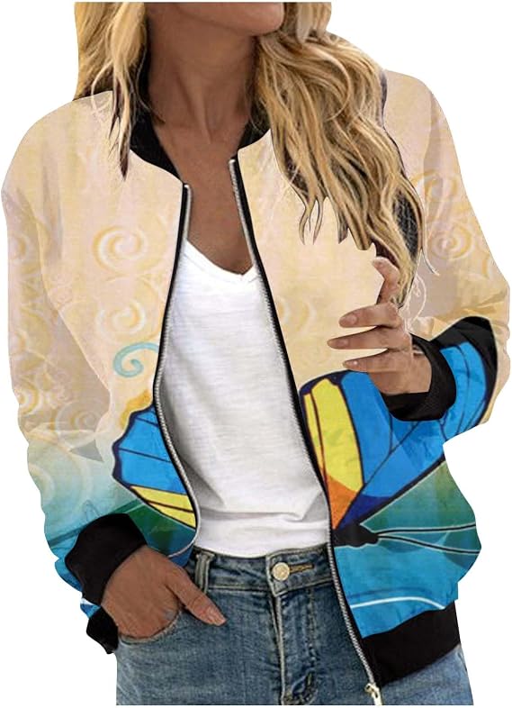 Lolvmvchi Women Autumn Fashion Leisure Square Thin Pocket Jacket Blouse Coat Baseball Top Lined Hoodie Fall Coat Women