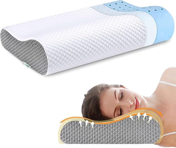 Contour Memory Foam Pillow- Cervical Orthopedic Deep Sleep Neck Pillow for Sleeping Side Back Stomach Sleeper, Prime Washable Hypoallergenic Pillow