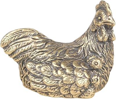 Brass Chicken Statue Hen Figurine Retro Hen Model Feng Shui Ornament Animal Desktop Ornament for Home Table Office Decor