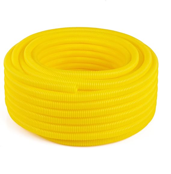 Flexible Polyethylene LDPE NON-Split Corrugated Wire Loom Tubing (3/4" Dia. x 100 ft, Yellow)