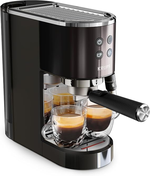 Krups Virtuoso Plus Pump Espresso Coffee Machine, 15-Bar, Compact