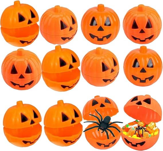 10 Pcs Halloween Open Pumpkin Shell Gift Storage Mini Fillable Pumpkin Bucket Blind Box, Candy Holder Mini Party Prank Containers for Carnival Party
