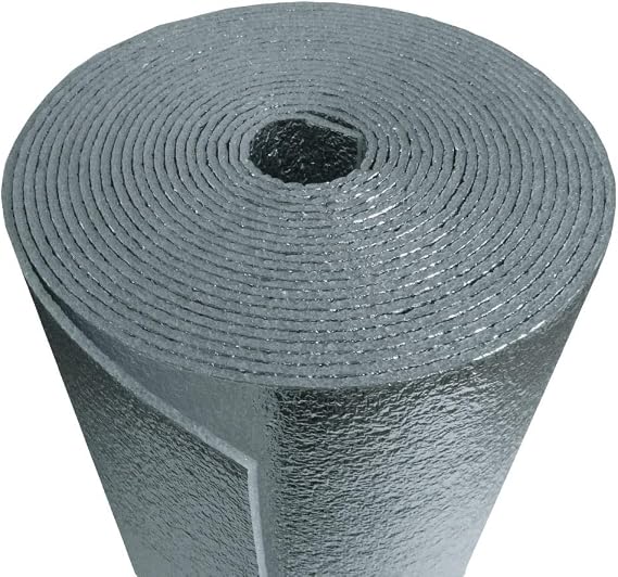 Reflective Foam Insulated Aluminum Foil Spiral Pipe Wrap Roll 6" x 25' R-5.0 1/8