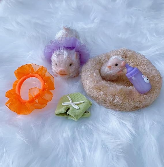 Silicone Mini Animals Pig Set, 4.7 Inch Toys for Girls & Boys, Realistic Cute Baby Piggy Doll Soft Body, Item for Kids, Her, Birthday, Christmas Stocking Stuffers