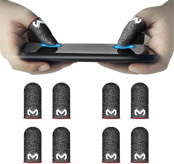 8pcs Finger Sleeves for Mobile Gaming, Silver Fiber Thumb Sleeves