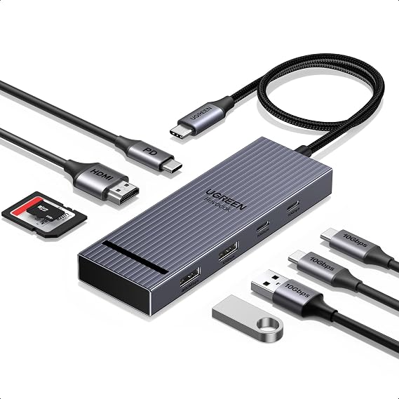 UGREEN 10Gbps USB C Hub USB C Adapter with HDMI 4K@60Hz Docking Station Revodok Pro 108 with USB 3.2 10Gbps SD/TF Card Reader PD 100W Compatible with MacBook Neo Surface iPad Pro and More
