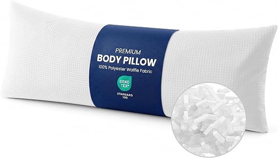 ZonLi Waffle Weave Body Pillow for Adults Side Sleeper, White