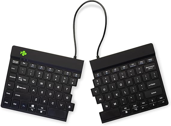 R-Go Ergonomic Split Keyboard, Scissors Mechanism, Anti-Carpal Tunnel, 2 Part Design Keyboard for Arthritis, with Break Software, QWERTY (US) Layout, Bluetooth 5.0, for Windows/MacOS, Black