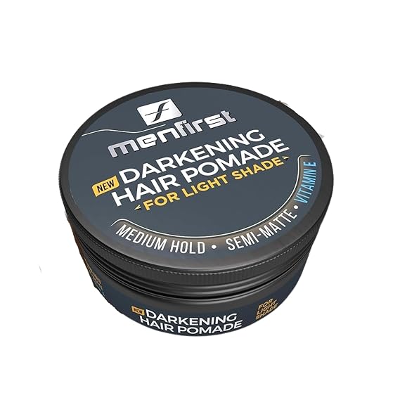 MENFIRST Darkening Hair Pomade for Men for Light Shades Temporary Gray Coverage Styling Wax for Hair & Beard, Water-Based, Medium Hold, Non-Greasy, Low Transfer, No Flakes, 3 oz