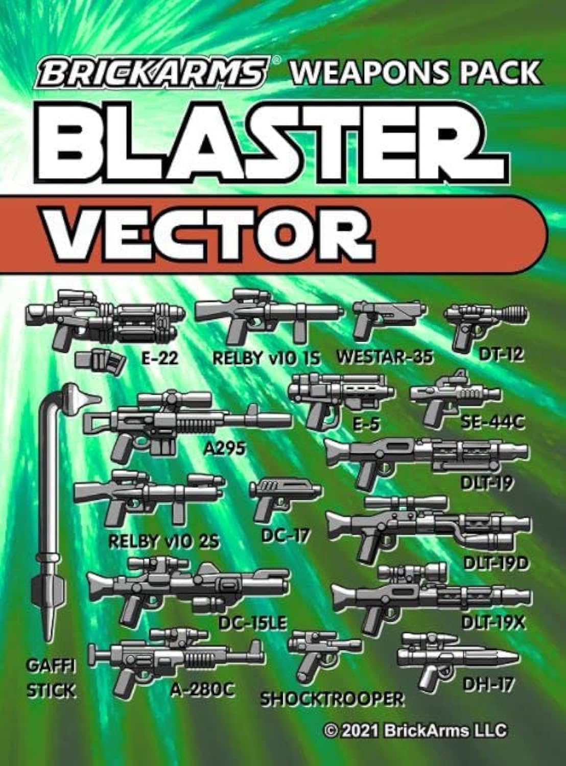 BrickArms Blaster Vector Weapons & Blaster Pack for Minifigures Star