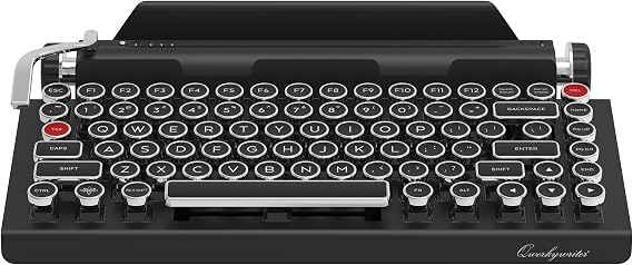 QWERKYTOYS Qwerkywriter Typewriter Inspired Retro Mechanical Wired & Wireless Keyboard with Tablet Stand