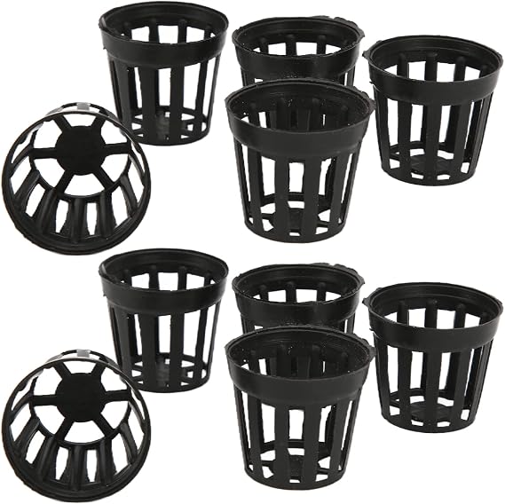 Aquarium Plant Holder, Hydroponic Pots Net Pots with Drainage Function 10pcs Net Cups, Plastic Garden Planting Basket, Hydroponic Planting Net Pot for Indoor Outdoor (Small Size)