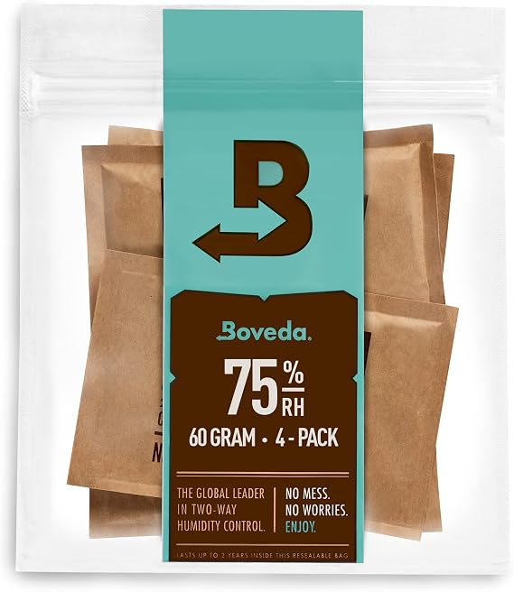 Boveda 75% Humidity Control Packs, Size 60, 4-Pack Extremely Dry Climate