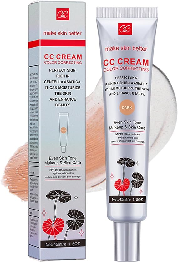 Centella Asiatica CC Cream - Color Correcting CC Cream with SPF 25, Lightweight Tinted Moisturiser and Brightening Face Cream, Invisible Pores Long-Lasting CC Cream for Naturally Glowing Skin