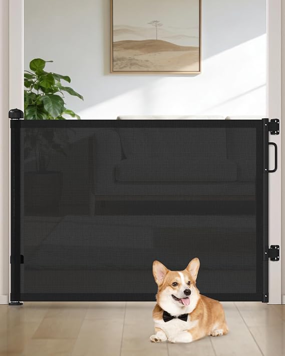 Retractable Dog Gate, Extra Wide Baby Gates Black