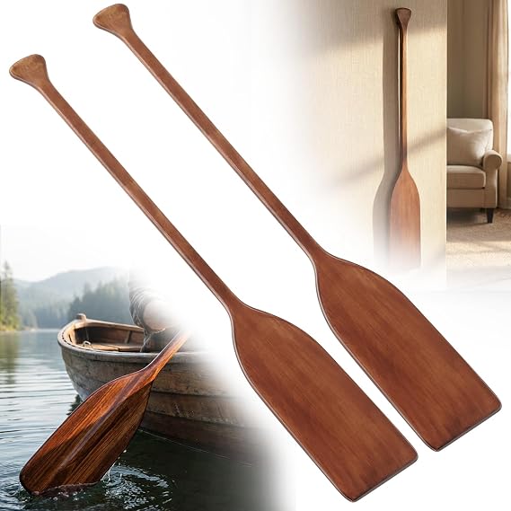 Silipull 2 Pcs Wooden Canoe Oar Paddle