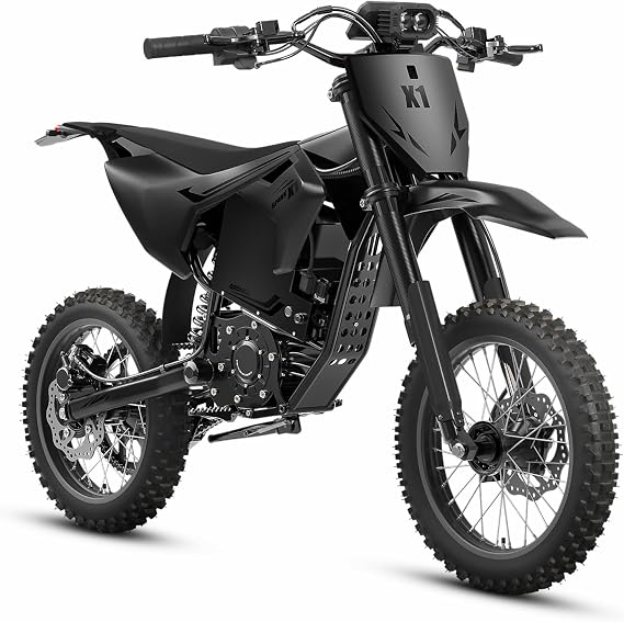 QRONGE X1 Spark Electric Dirt Bike, 60V 28.8Ah Battery, 4500W Peak Mid-Drive Motor Electric Motorcycle, 50MPH & 60 Mile Range, Full Suspension Off Road E Bike for Teens & Adults 13+, 3 Speed Modes