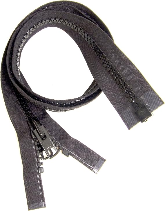 YKK Brand Zipper, Black #10 Separates at The Bottom, Marine Grade Metal Tab Slider, Heavy Duty