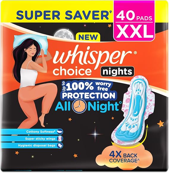 Whisper Ultra Overnight Sanitary Pad For Women With Wings - XXl, 40 Pads
