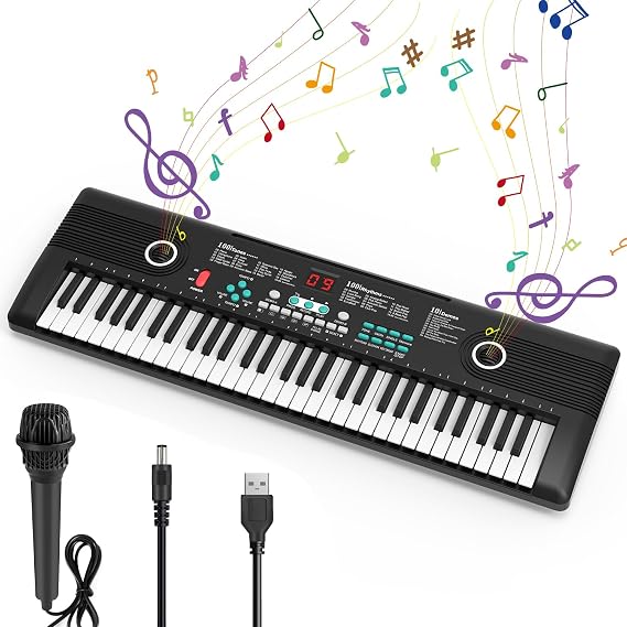 61 keys piano keyboard, Electronic Digital Piano with Built-In Speaker Microphone, Portable Keyboard Gift Teaching for Beginners, electric piano for kids, Birthday Gift for Children