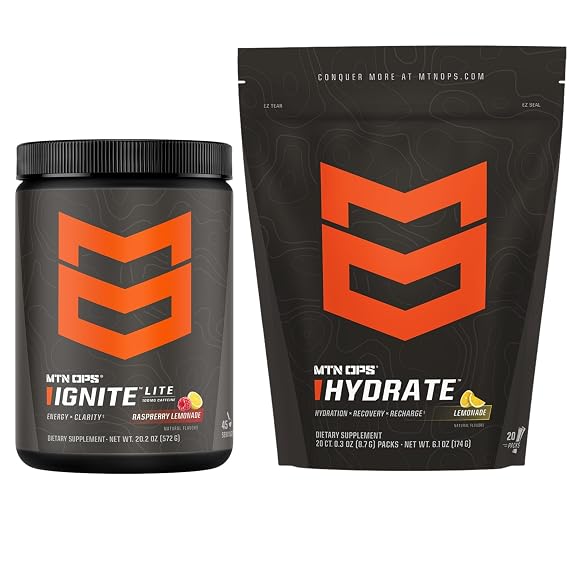 MTN OPS Ignite Lite Raspberry Lemonade + Hydrate Lemonade Bundle
