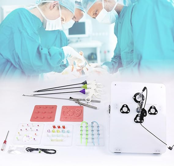 Portable Laparoscopic Simulator Trainer Box Kit, Complete Laparoscopic Simulated Surgery Training Box Set Kit for Teaching Aids with Instruments and Accessories, Study Model