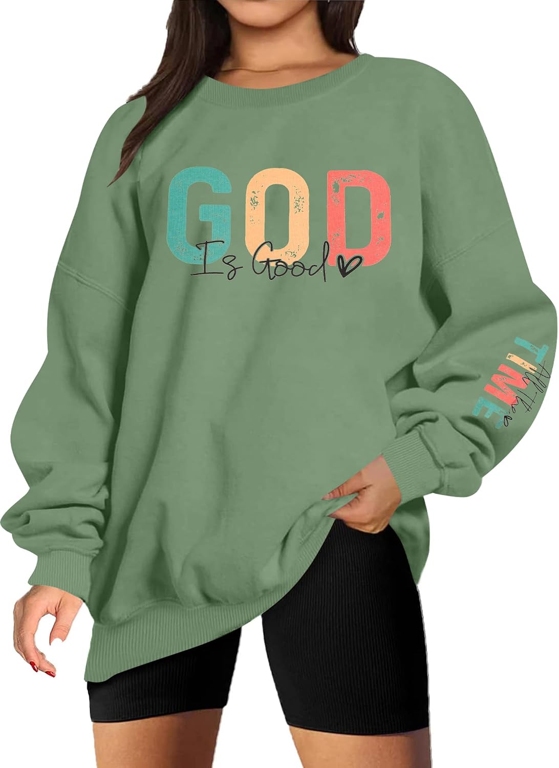 God is Good Sweatshirt Christian Shirts for Women Oversized Jesus Religious Pullover Bible Verse Inspirational Tops