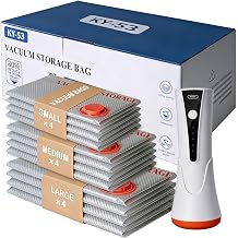 Vacuum Storage Bags with Cordless Electric Air Pump, 12 Pack Reusable Space Saver Bags for Clothes, Travel, Home Storage