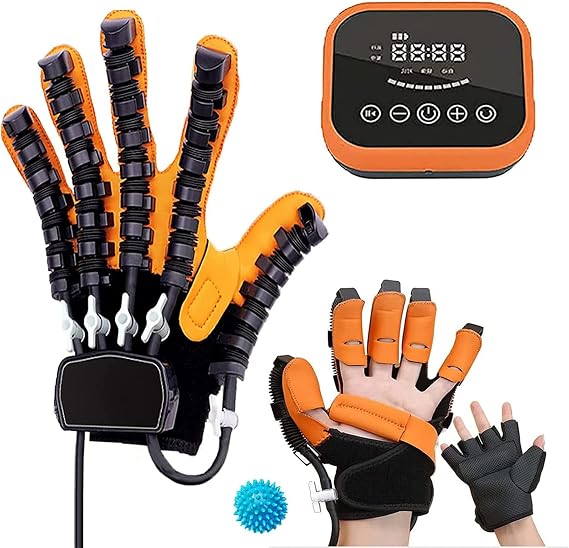 Rehabilitation Robot Gloves, Stroke Hemiplegia Rehabilitation Training Equipment, Finger Straightening Brace Guard Protector, for Hand Function Recovery,Left Hand,M Code...