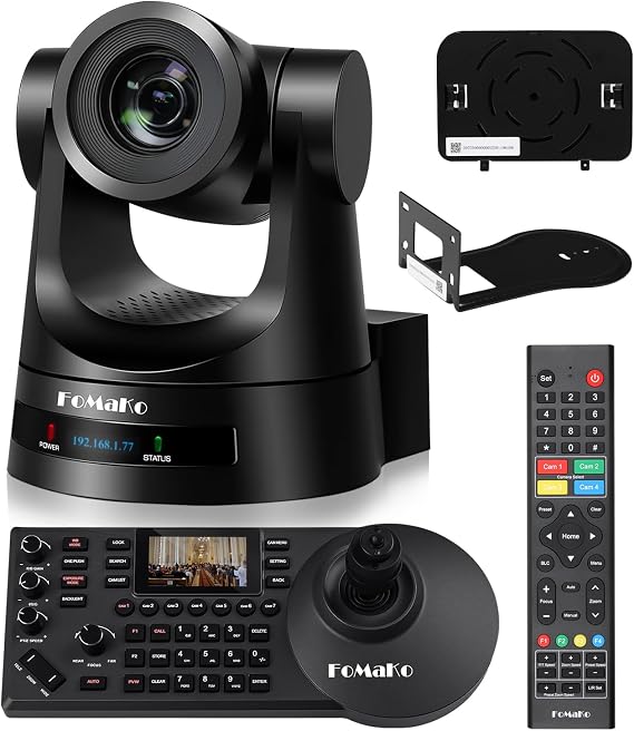 FoMaKo PTZ Camera Bundle, 30X Optical Zoom,AI Auto-Tracking Gen 3, PoE HDMI Camera, for Church Worship, NDI Upgradeable(FMK30SDI+KC608) BH301