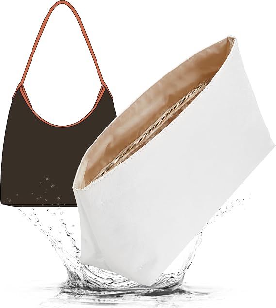 Doxo Purse Organizer Insert Compatible with G oyard Hobo Bag Organizer, Upgraded Lightweight Geya Boheme Hobo Tote Handbag Organizer with Elastic Cup Holder and YKK Zipper (White)
