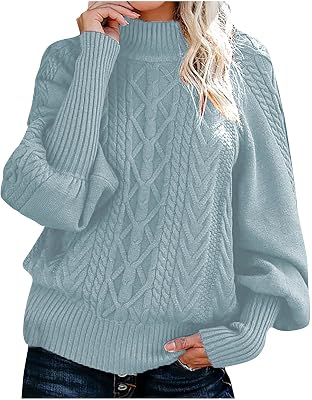 Long Sleeve Turtleneck Women Ribbed Knit Sweater Long Sleeve Warm Sweaters Winter Solid Color Blouse Trendy Sweaters